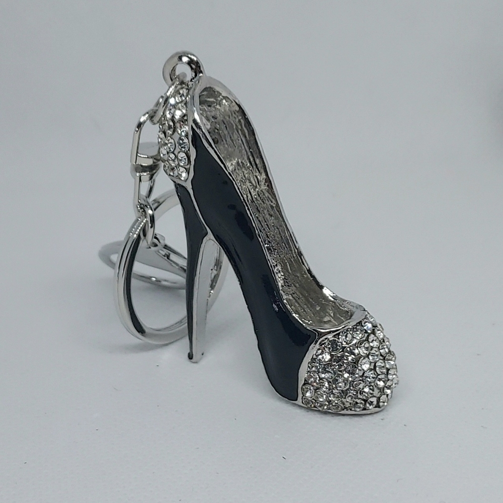 Keychain/Purse Charm Chic Black and Silver High Heel NWT
